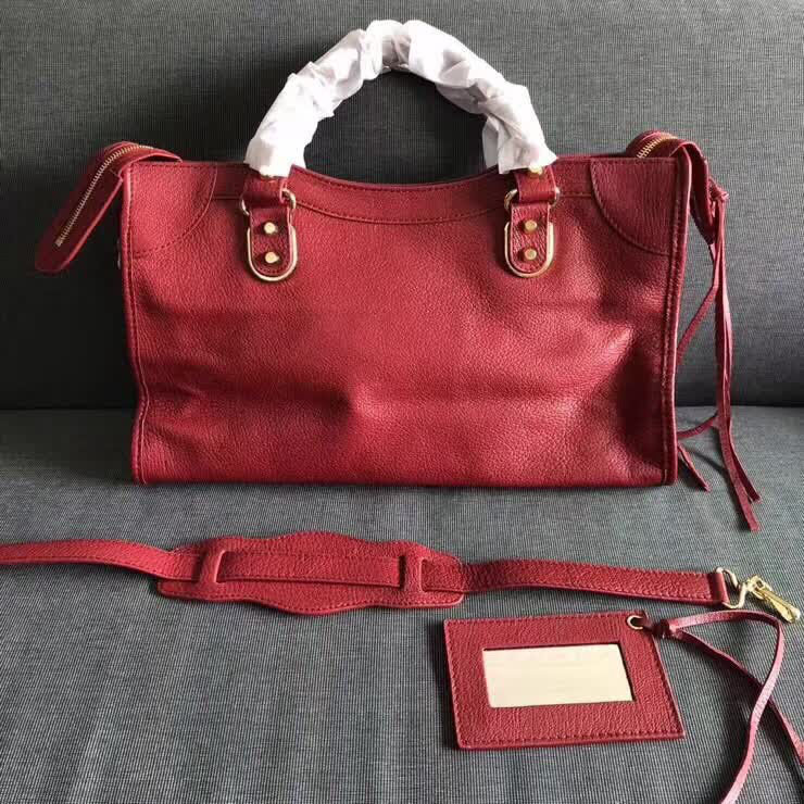 BALENCIAG巴黎世家 機車包 38cm原版山羊皮配金邊 手提肩背斜挎包  BL1376